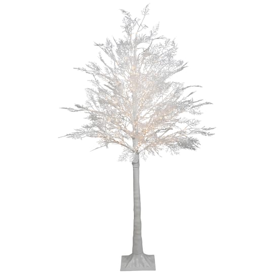 Northlight White Led Lighted Floral Artificial Warm White Lights 5 Foot Pre-Lit Christmas Tree, One Size, White